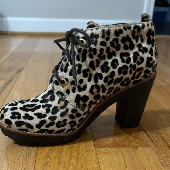 🌻Never Worn Sperry Princetons Top sider lace up booties with leopard Fur - Picture 10 of 14
